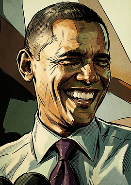Barack Obama Comic Style Portrait