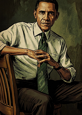 Barack Obama Comic Style Portrait