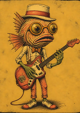 Dapper Fish Playing Electric Guitar