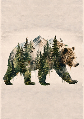 Double Exposure Bear Mountain Forest Art