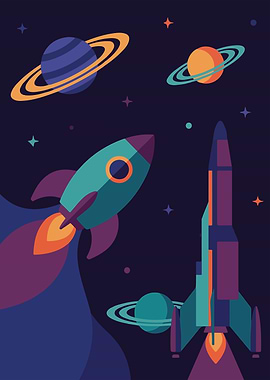 Retro Space Exploration Illustration
