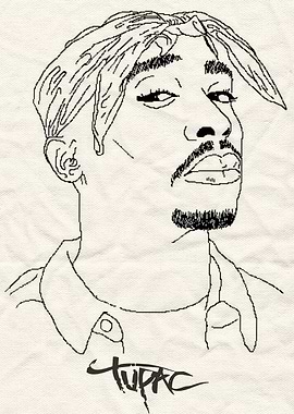 Tupac Shakur Line Art Portrait