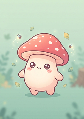 Cute Kawaii Mushroom Character
