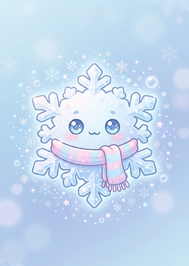 Cute Kawaii Snowflake Character