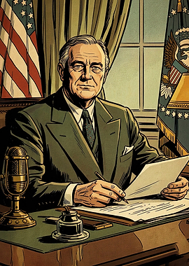 Franklin D. Roosevelt at Desk