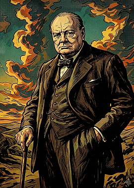 Winston Churchill Comic Style Portrait