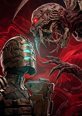 Isaac Clarke Facing a Necromorph