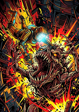 Isaac Clarke Fighting Necromorph