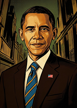 Barack Obama Comic Style Portrait