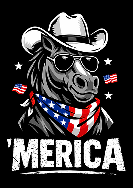 Patriotic Cowboy Horse 'Merica Design