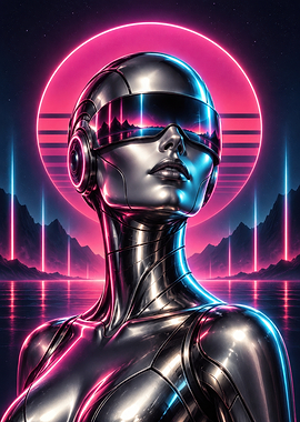 Cyberpunk Chrome Cyborg Sunset