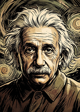 Albert Einstein Starry Night Portrait
