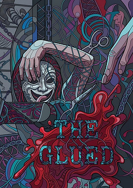 The Glued Surreal Masked Figure Poster