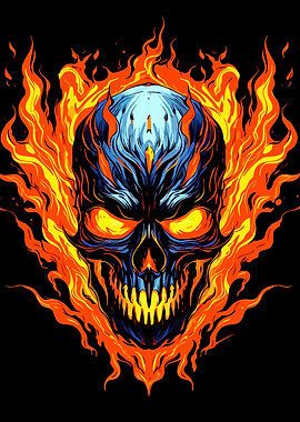 Fiery Skull Digital Illustration