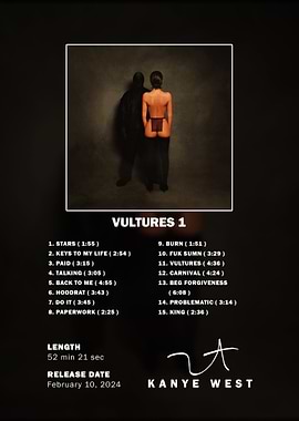 Kanye West Vultures 1 Tracklist Poster