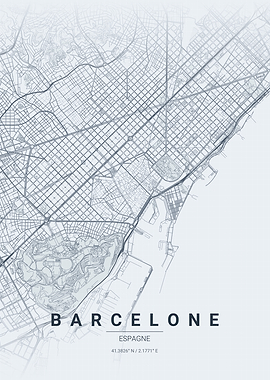 Minimalist Map of Barcelona Spain