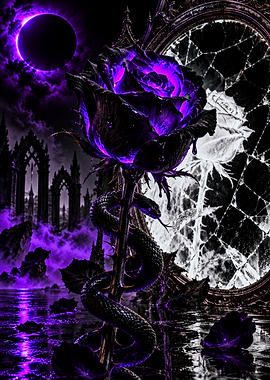 Gothic Purple Rose and Serpent