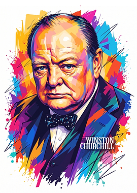 Winston Churchill Colorful Pop Art Portrait