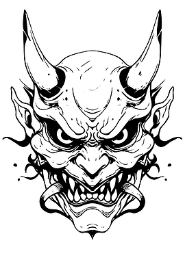 Japanese Hannya Demon Mask Illustration