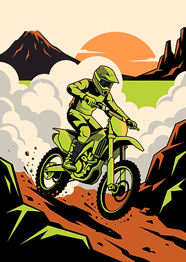 Motocross Rider on Mountain Trail