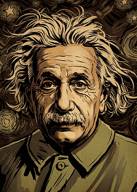 Albert Einstein Starry Night Portrait