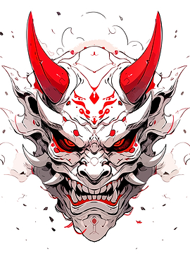 Stylized Japanese Oni Demon Mask