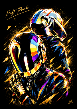 Daft Punk Geometric Portrait