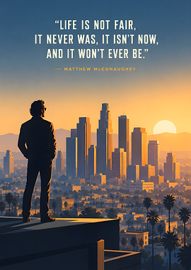 Matthew McConaughey Inspirational Cityscape Quote Poster