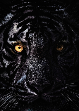Close-up Portrait of a Black Tiger