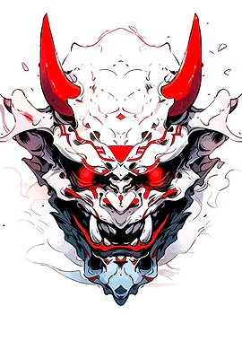 Japanese Oni Demon Mask Illustration