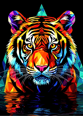 Colorful Geometric Tiger Portrait