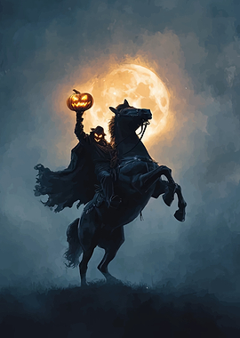 Headless Horseman Under Full Moon