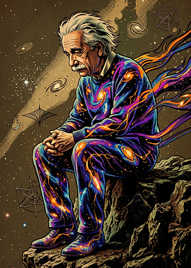 Albert Einstein Cosmic Contemplation
