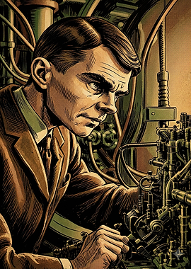 J. Robert Oppenheimer Working on Machinery