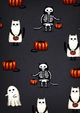 Cute Halloween Cats Pattern