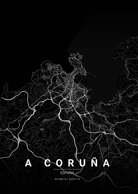 A Coruña Spain Minimalist City Map