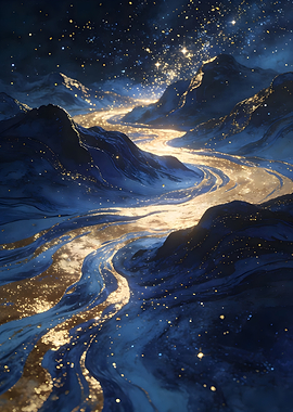 Golden River Through Dark Mountains