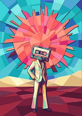 Cassette Head Man Pop Art