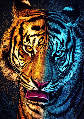 Dual-Tone Tiger Portrait Art