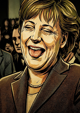 Angela Merkel Caricature Illustration