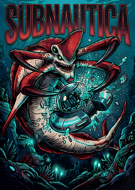 Subnautica Reaper Leviathan Attack Poster