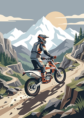 Motocross Rider on Mountain Trail