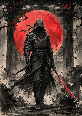 Hooded Ninja with Red Katana