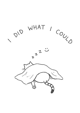 Sleeping Cat Under Blanket Illustration