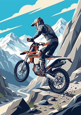Motocross Rider on Mountain Trail