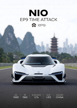 NIO EP9 Time Attack Supercar Poster