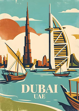 Vintage Dubai Travel Poster