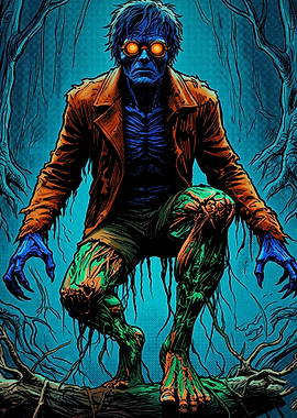 Goggles-wearing Creature in Dark Forest