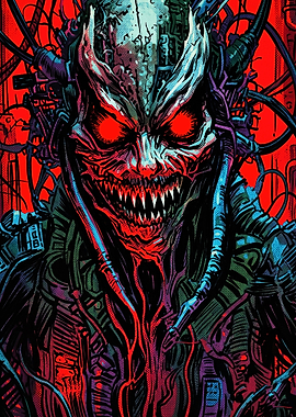 Cybernetic Venom Horror Portrait