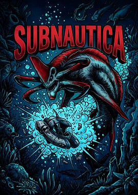 Subnautica Reaper Leviathan Attack Poster